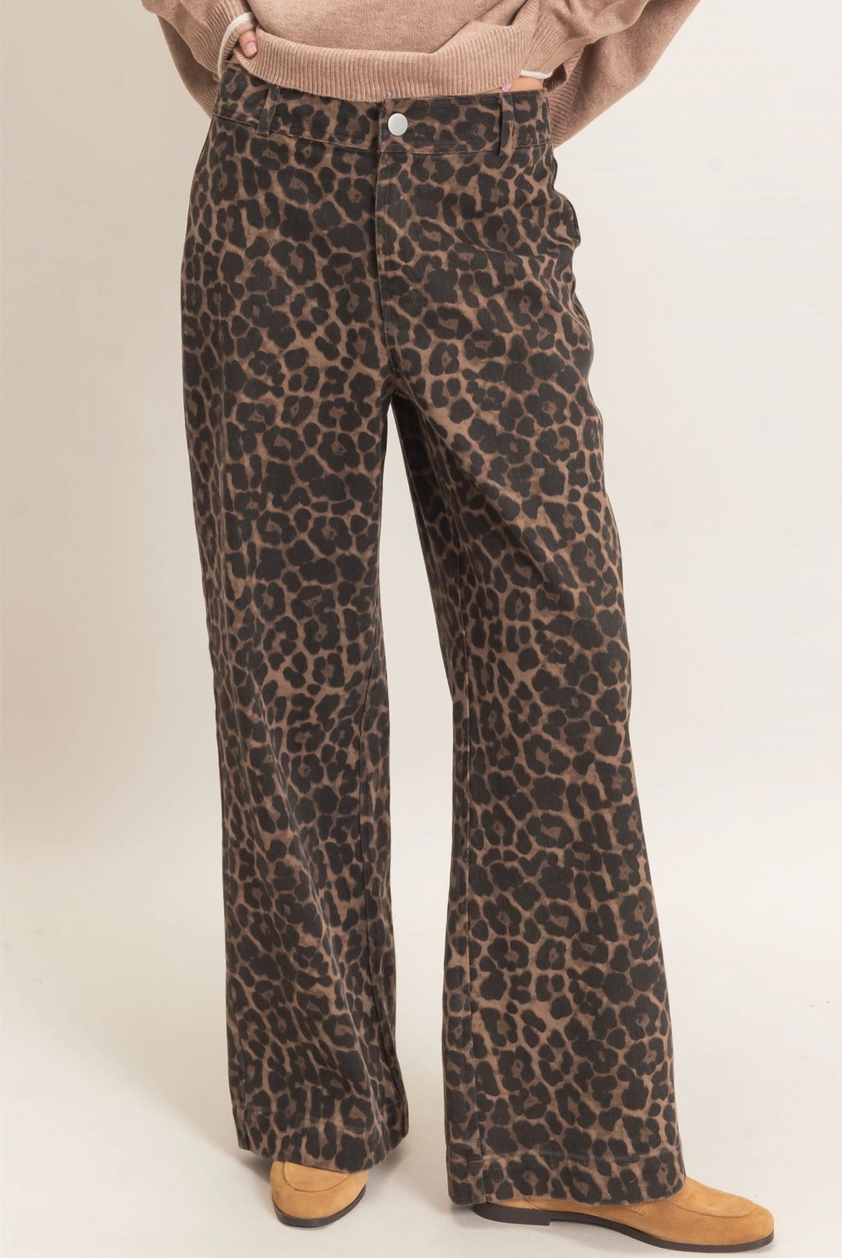 Leopard Wide Leg Jeans
