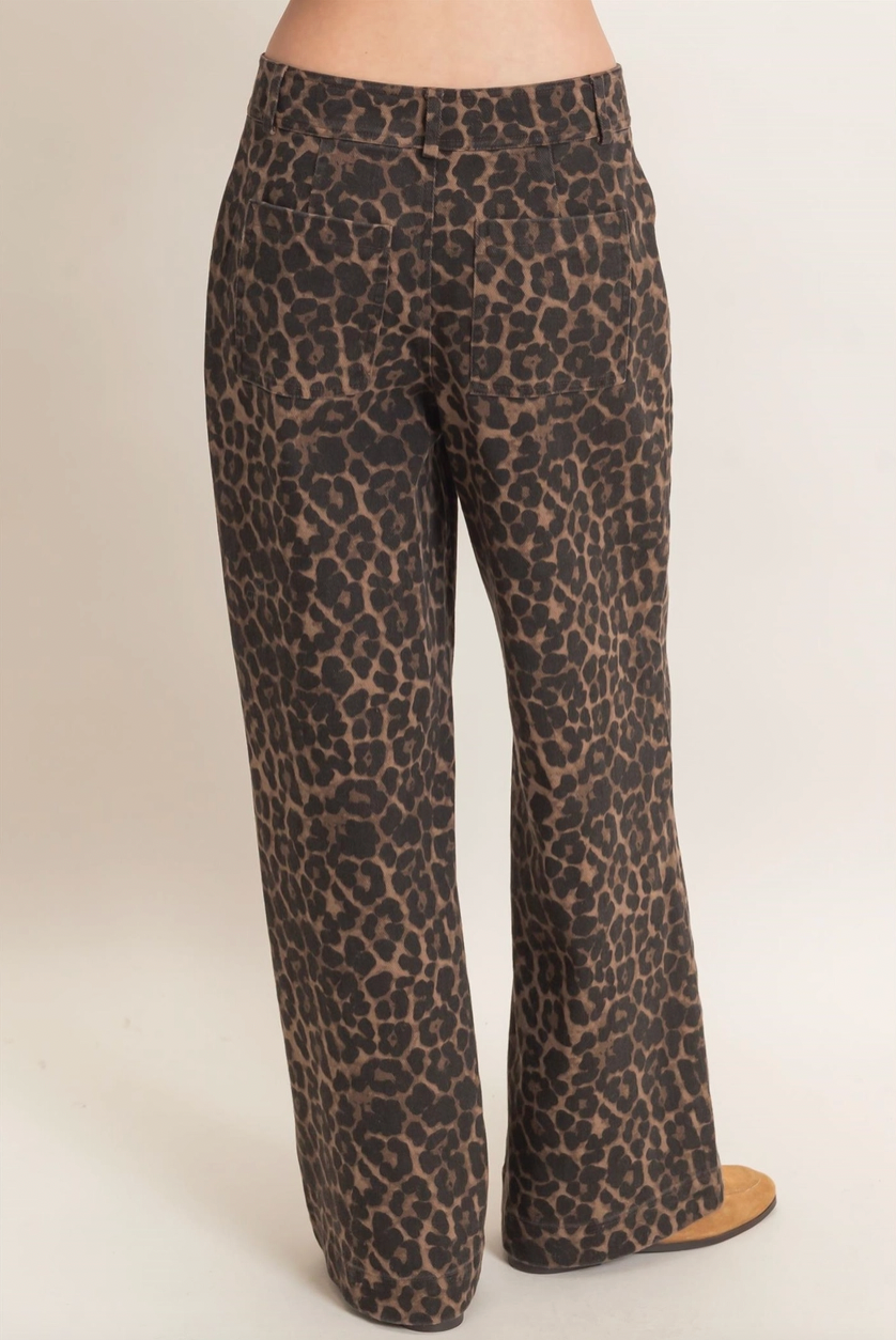 Leopard Wide Leg Jeans
