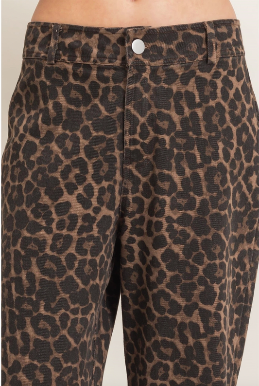 Leopard Wide Leg Jeans