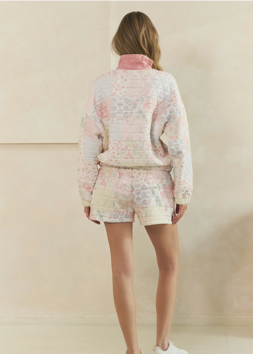 Floral Quilted Quarter Zip