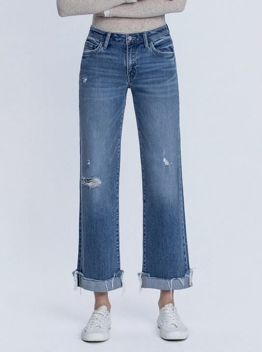 Aileeah Mid Rise Cuffed Jeans