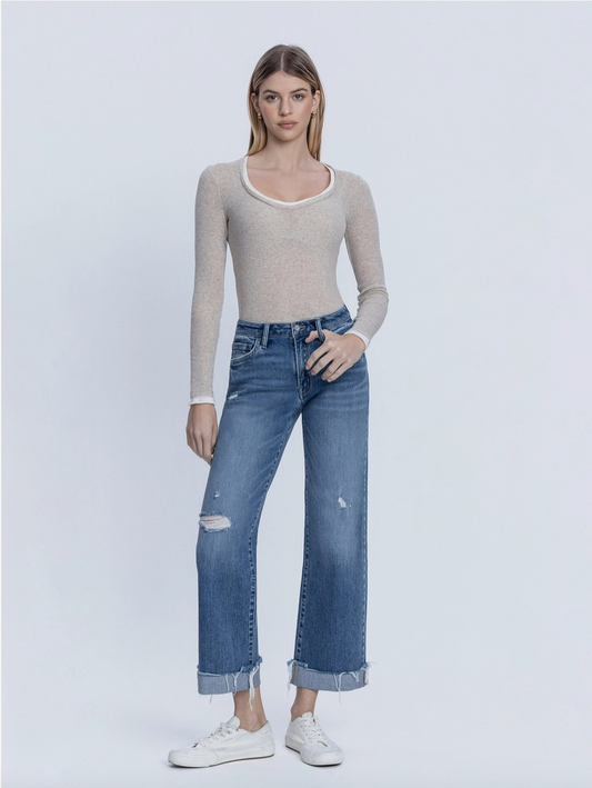 Aileeah Mid Rise Cuffed Jeans