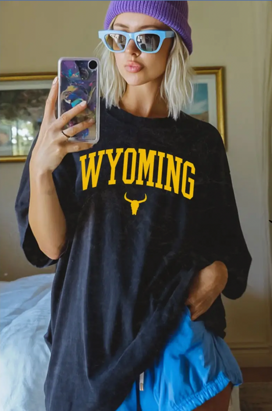 Black Wyoming Mineral Wash Tee