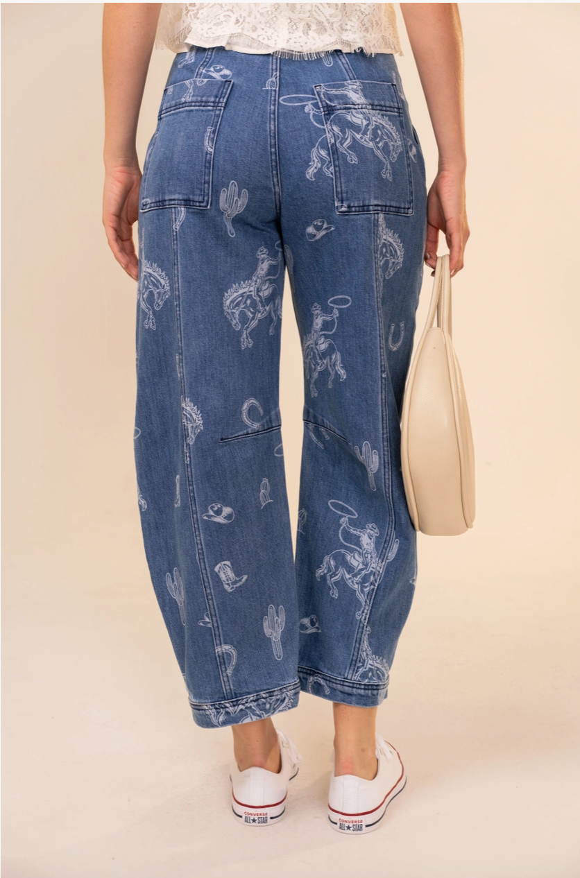 Western Barrel Leg Denim