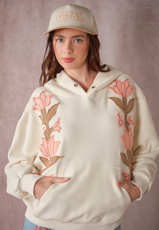 Embroidered Floral Hoodie