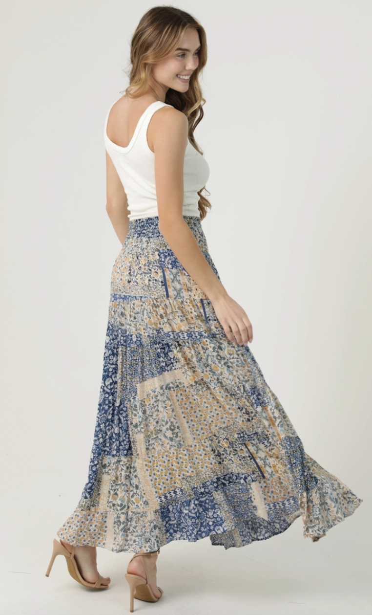 Tiered Floral Maxi Skirt
