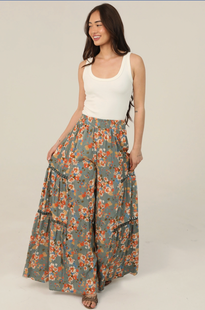 Floral Wide Leg Pants