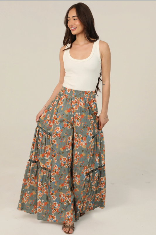 Floral Wide Leg Pants