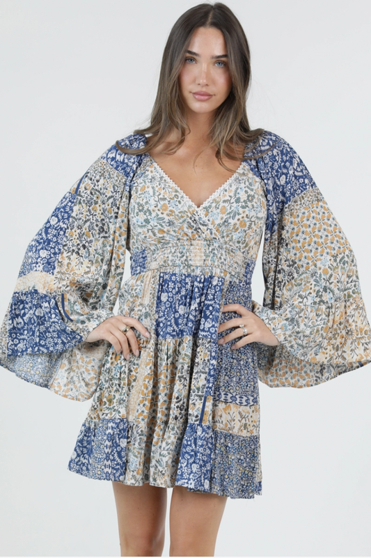 Bell Sleeve Floral Dress