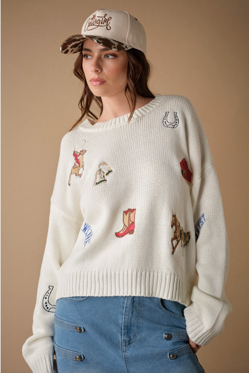 Western Embroidered Sweater