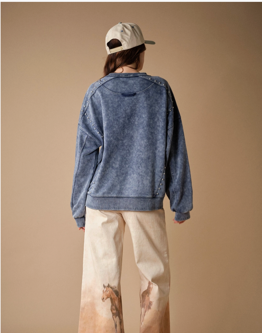 Embroidered Stud Crewneck