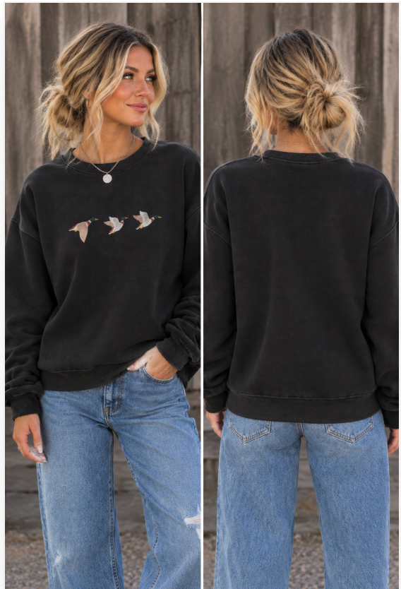 Embroidered Mallard Duck Crewneck