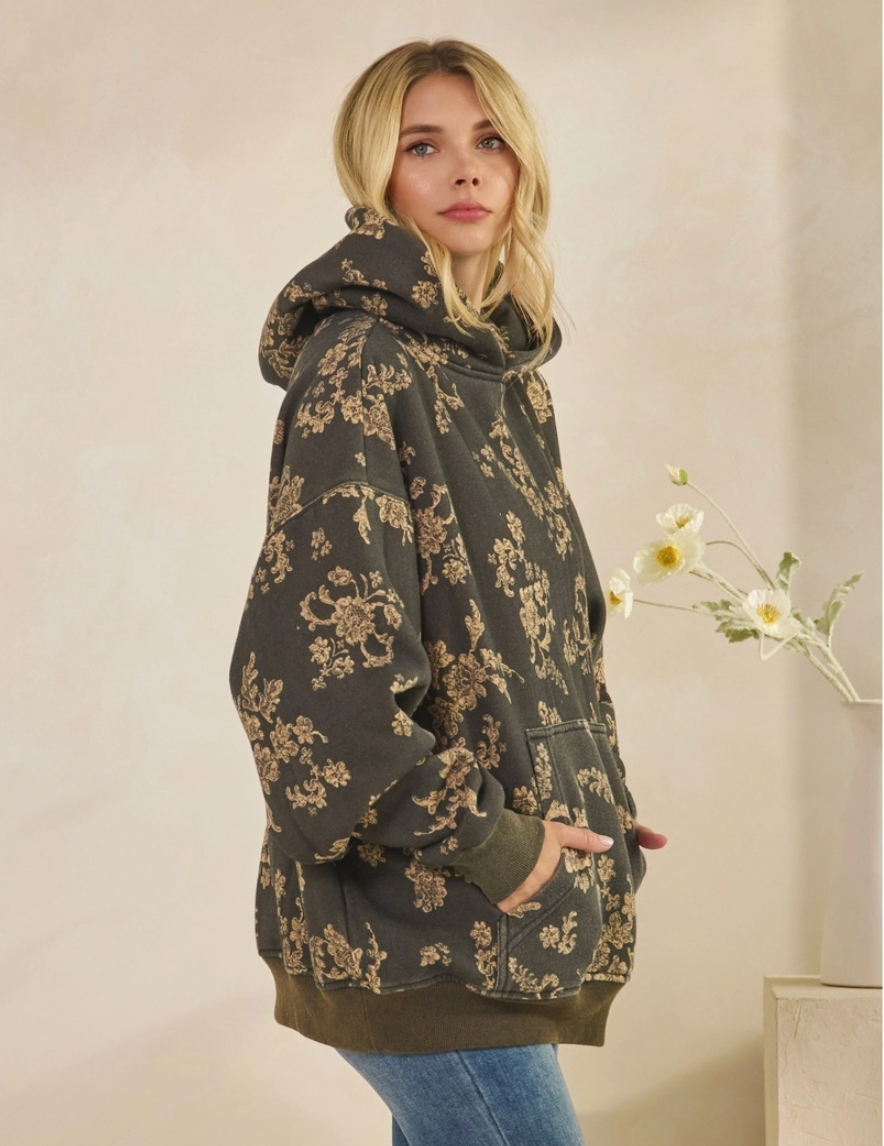 Floral Fleece Hoodie