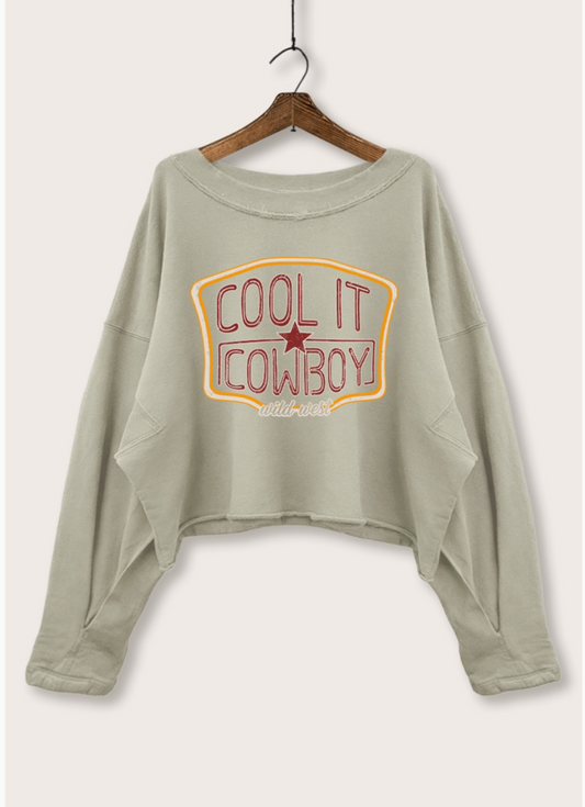 Cool It Cowboy Cropped Crew