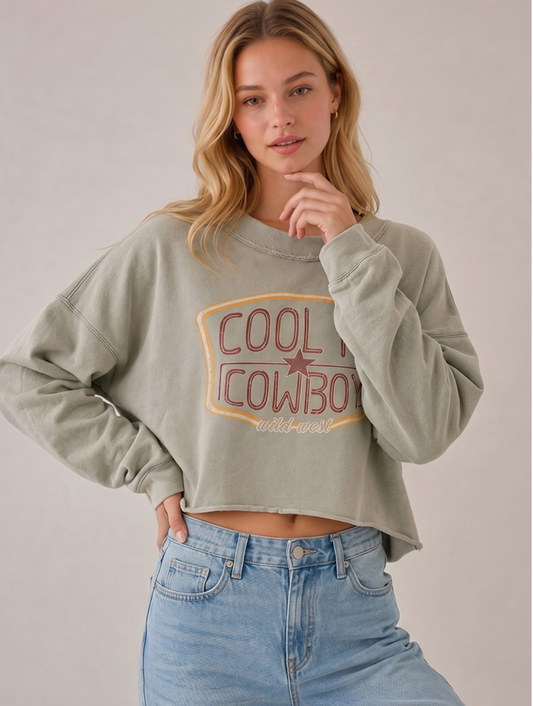 Cool It Cowboy Cropped Crew