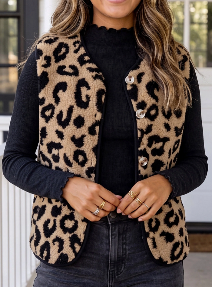 Sherpa Leopard Vest