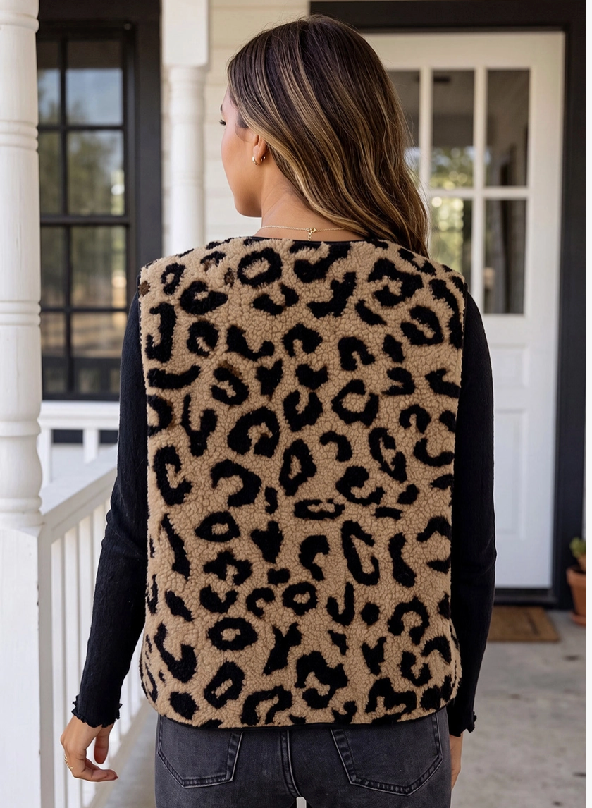 Sherpa Leopard Vest